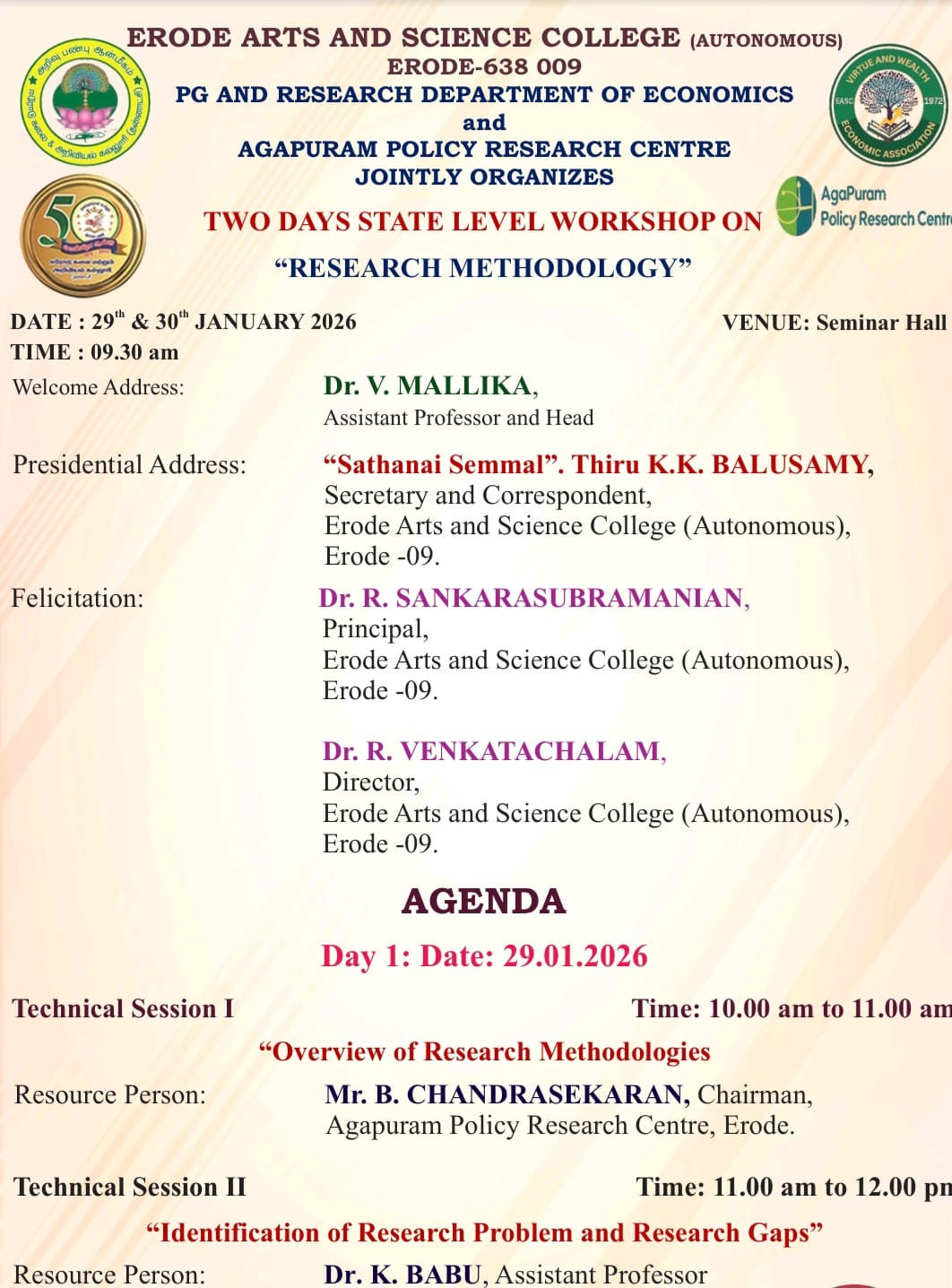 Two-Day State Level Workshop on “Research Methodology.”